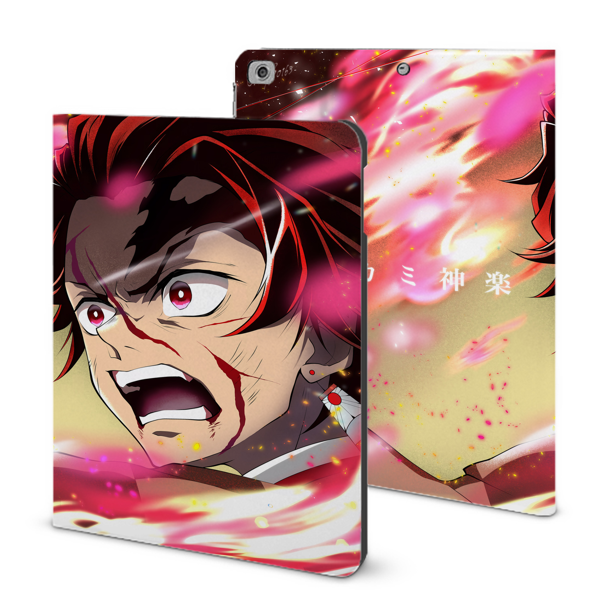 （画像用） 鬼滅の刃（きめつのやいば）竈門 炭治郎／かまど たんじろう Kamado Tanjirou IPad ケース ブック型 PUレザー TPU 耐衝撃 軽量 薄型 ペン収納なし 全面保護 IPad 各モデル対応